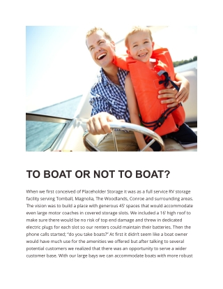 To Boat or Not to Boat - Placeholder Storage
