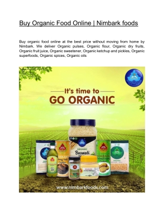 Buy Organic Food Online | Nimbark foods