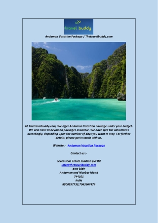 Andaman Vacation PackageThetravelbuddy.com