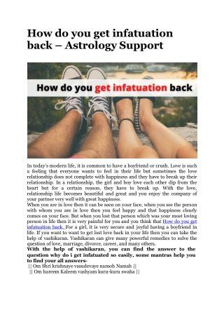 How do you get infatuation back – Astrology Support