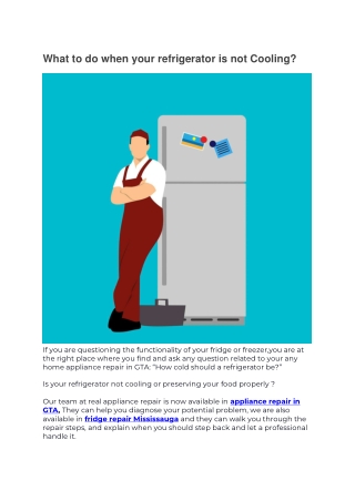 What to do when your refrigerator is not Cooling