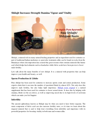 Shilajit Increases Strength Stamina Vigour and Vitality
