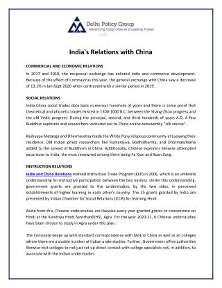 India's Relations with China