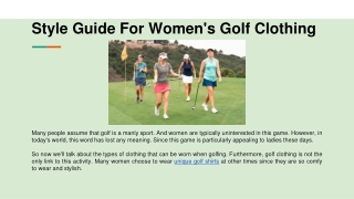 Style Guide For Women's Golf Clothing