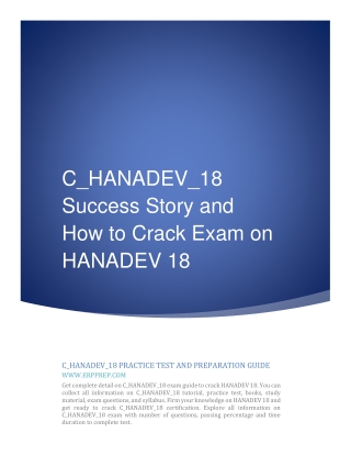 C_HANADEV_18 Success Story and How to Crack Exam on HANADEV 18