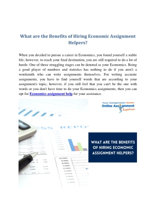 What are the Benefits of Hiring Economic Assignment Helpers