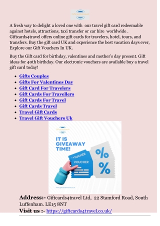 Gift Cards For Travel