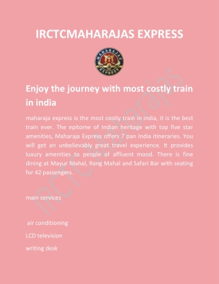 Enjoy the journey with most costly train in india