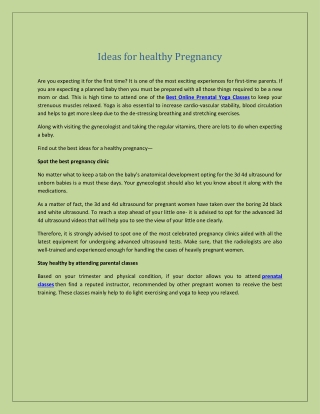 Ideas for healthy Pregnancy