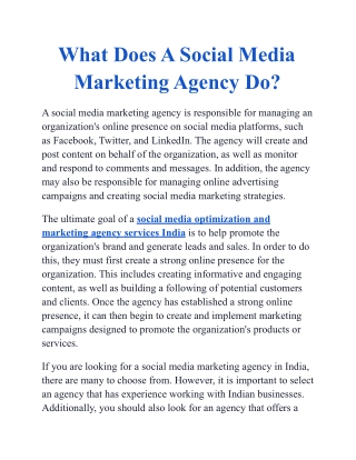 What Does A Social Media Marketing Agency Do?