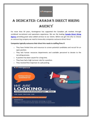 A Dedicated Canada Direct Hiring Agency