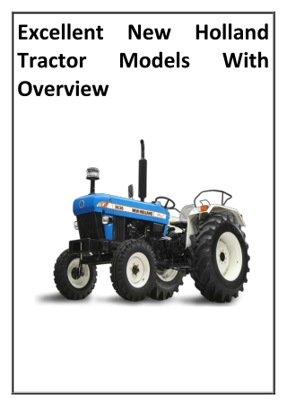 Excellent New Holland Tractor Models With Overview