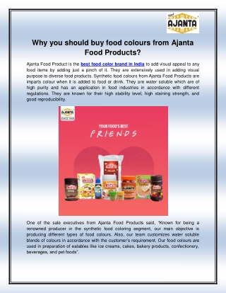 Synthetic Food Colours Manufacturers