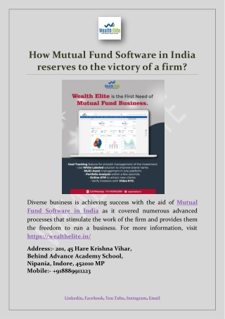 How Mutual Fund Software in India reserves to the victory of a firm