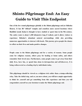 Shinto Pilgrimage End: An Easy Guide to Visit This Endpoint