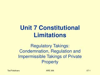 Unit 7 Constitutional Limitations