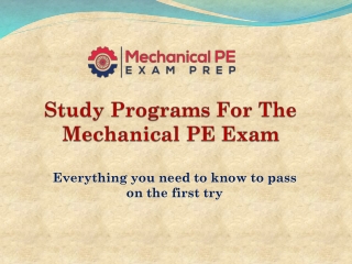 Study Programs For The Mechanical PE Exam