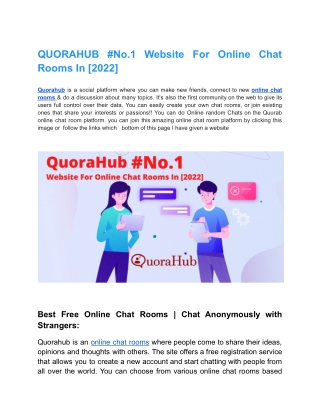 QUORAHUB #No.1 Website For Online Chat Rooms In [2022]