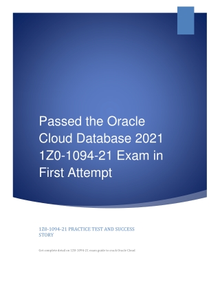 Passed the Oracle Cloud Database 2021 1Z0-1094-21 Exam in First Attempt