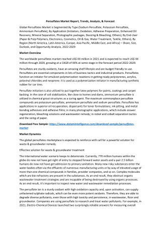 Persulfates Market Report, Trends, Analysis, & Forecast