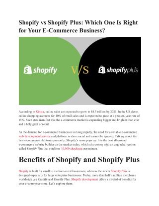 Shopify vs Shopify Plus: Which One Is Right for Your E-Commerce Business?