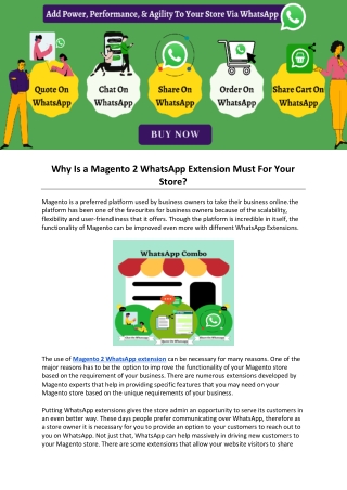 Why Is a Magento 2 WhatsApp Extension Must For Your Store