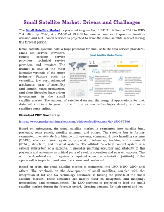 Small Satellite Market Size, Key Players, Analysis and Forecast to 2026