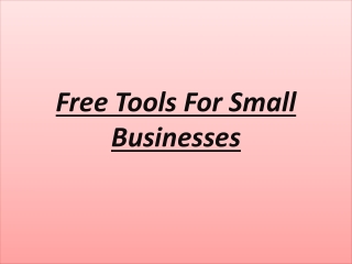 Free Tools For Small Businesses