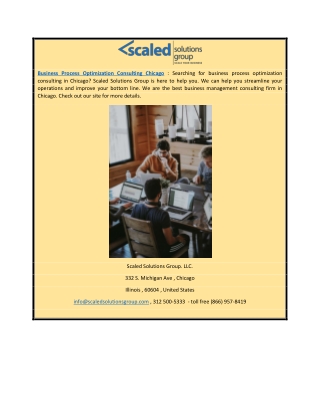 Business Process Optimization Consulting Chicago | Scaledsolutionsgroup.com