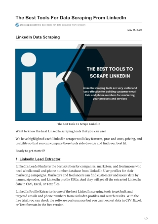1The Best Tools For Data Scraping From LinkedIn