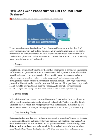 How Can I Get a Phone Number List For Real Estate Business