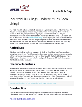 Industrial Bulk Bags