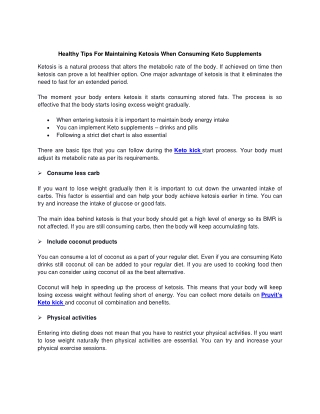 Healthy Tips For Maintaining Ketosis When Consuming Keto Supplements