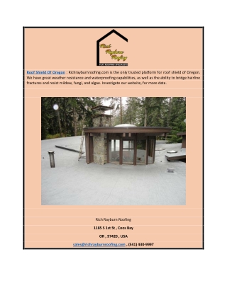 Roof Shield of Oregon | Richrayburnroofing.com