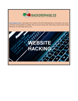 Hire a Hacker in Usa | Hackersphase.co