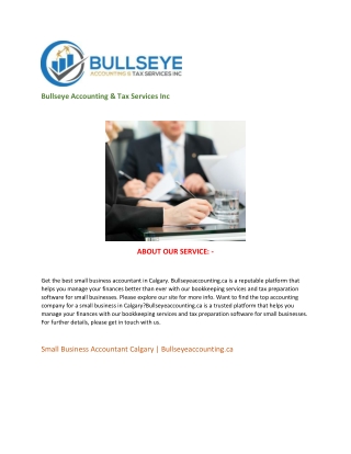 Small Business Accountant Calgary  Bullseyeaccounting.ca