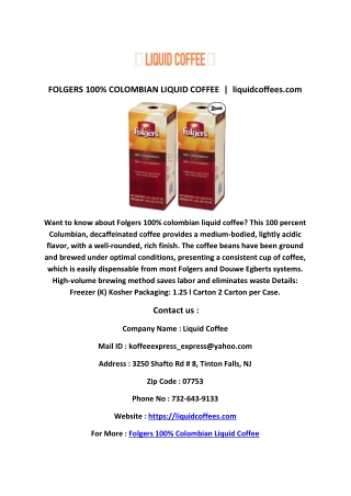 Folgers 100% Colombian Liquid Coffee