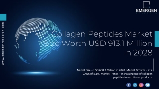 Collagen Peptides Market Size Worth USD 913.1 Million in 2028
