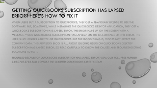 An easy way to fix QuickBooks Subscription Has Lapsed Error