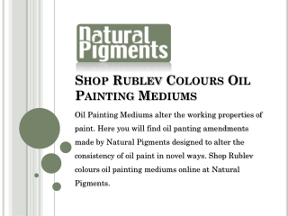 Shop Rublev Colours Oil Painting Mediums – Natural Pigments