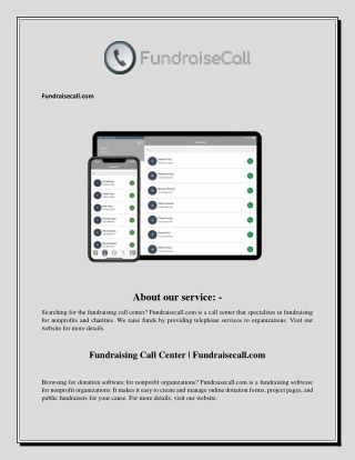 Fundraising Call Center  Fundraisecall