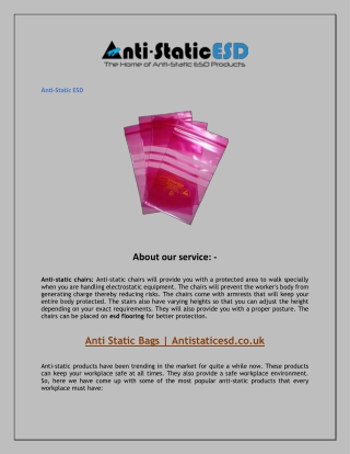 Anti Static Bags  Antistaticesd.co.uk