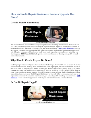 How do Credit Repair Kissimmee Services Upgrade Our Lives