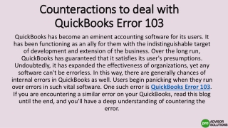 QuickBooks Error 103 ppt