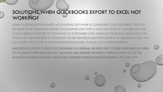 Easy way to resolve QuickBooks Export to Excel Not Working issue