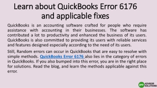 QuickBooks Error 6176 ppt