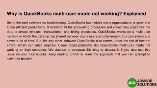 Why is Effective QuickBooks Multi-User Mode Not Working? Explained