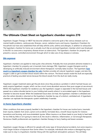 20 Questions You Should Always Ask About hyperbaric chamber for sale florida Bef