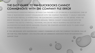 A quick method to fix QuickBooks Cannot Communicate with The Company File error