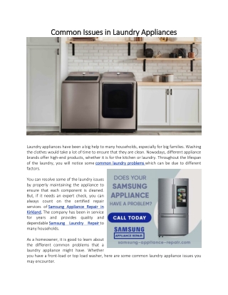 Common Issues in Laundry Appliances